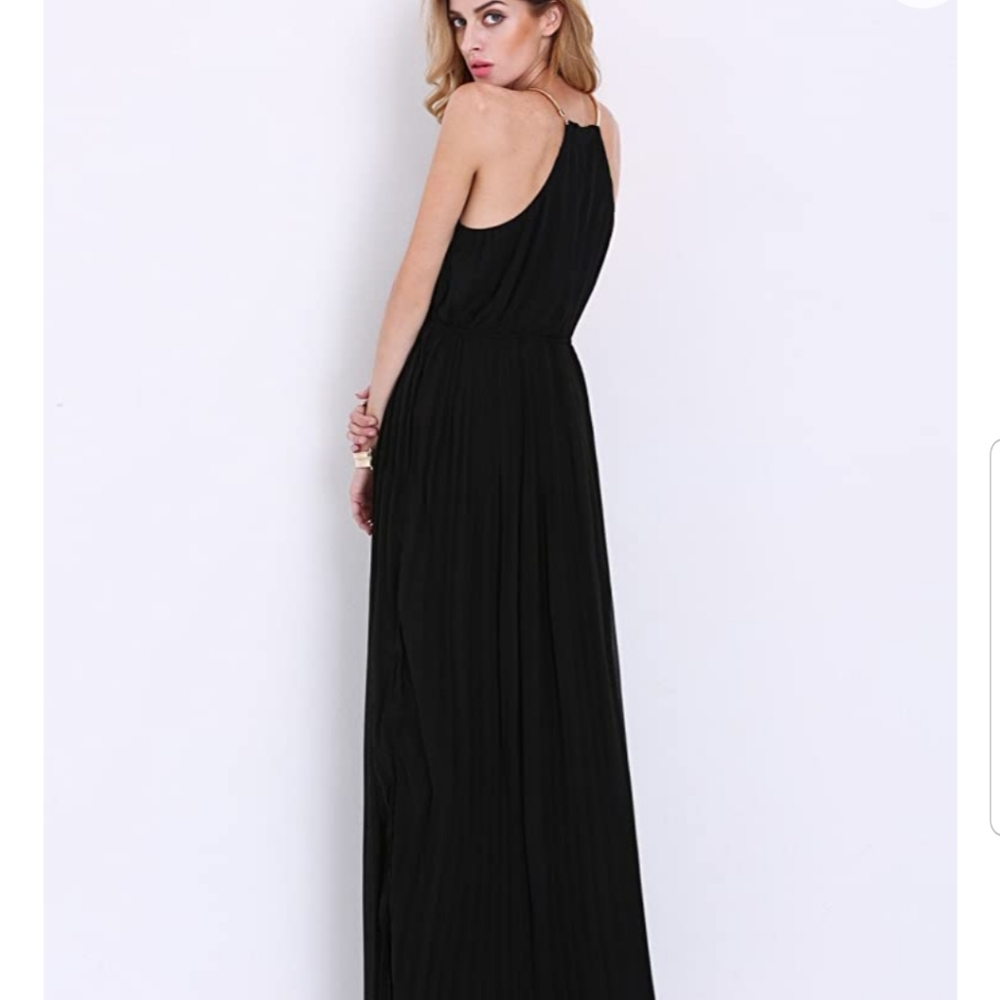 Black pleated maxi dress